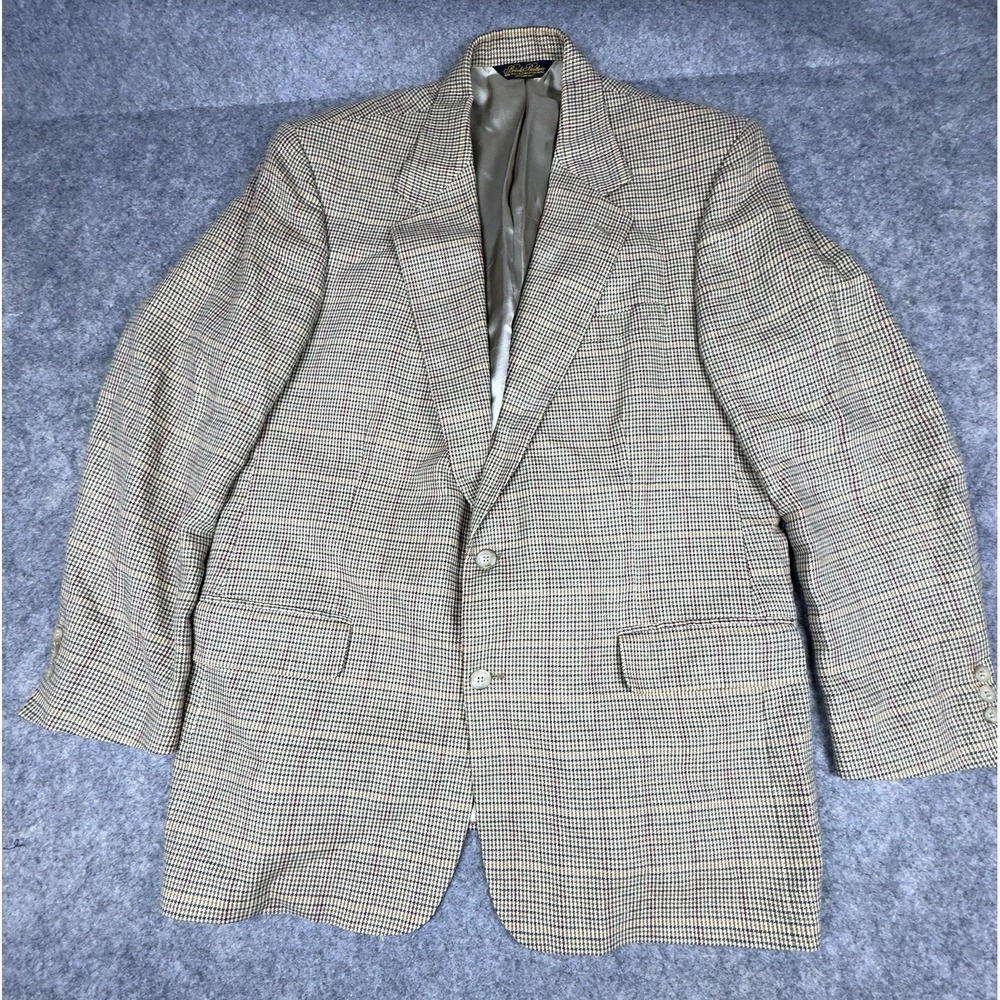 Brooks Brothers Blazer Jacket Mens 44R Wool Houndstooth  Made In USA Vintage